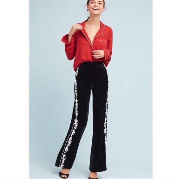 Anthropologie Raga Maddy Velvet Wide-Leg Pants - Picture 2 of 7